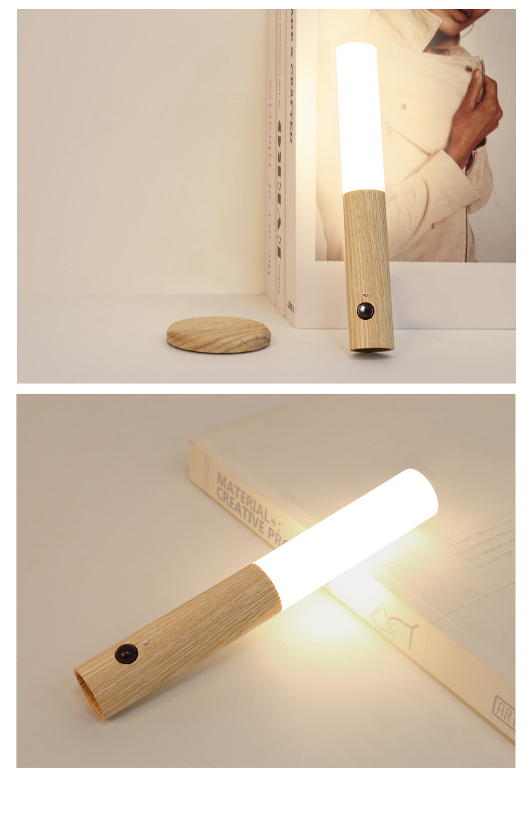 Magnetische oplaadbare houten wandlamp