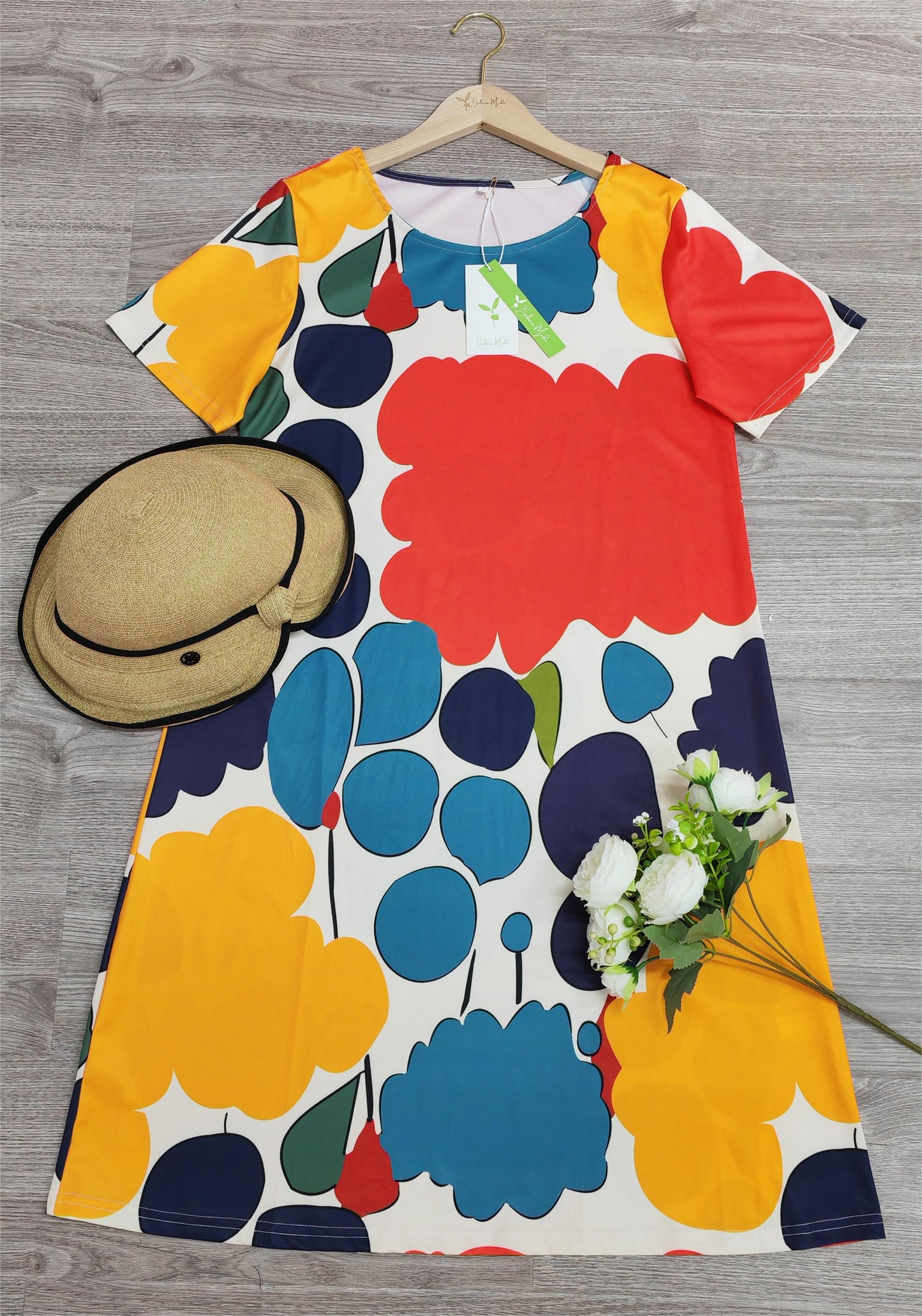 Charmante multi -colored MIDI -jurk
