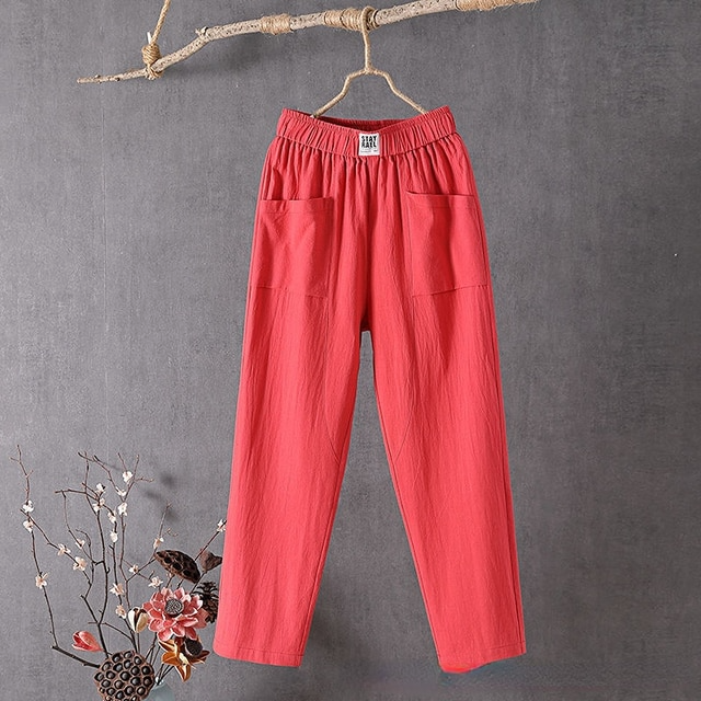 Dames linnen broek