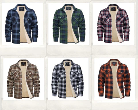 Geruit flanellen fleece overshirtjack voor heren